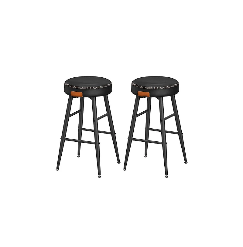 Counter Stools Set Of 2, Kitchen Stools, Breakfast Synthetic Leather With Stitching