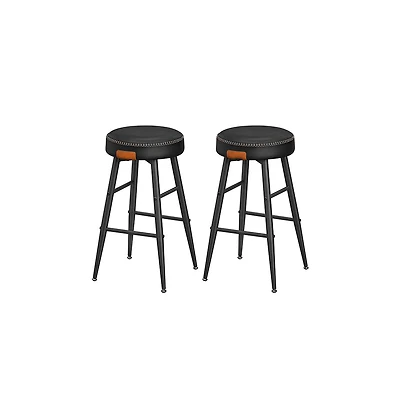 Counter Stools Set Of 2, Kitchen Stools, Breakfast Synthetic Leather With Stitching