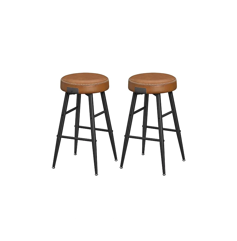 Counter Stools Set Of 2, Kitchen Stools, Breakfast Synthetic Leather With Stitching