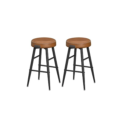 Counter Stools Set Of 2, Kitchen Stools, Breakfast Synthetic Leather With Stitching