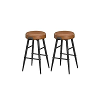 Counter Stools Set Of 2, Kitchen Stools, Breakfast Synthetic Leather With Stitching