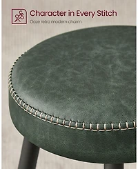 Set Of 2, Kitchen Bar Stools, Breakfast Stools, Synthetic Leather With Stitching