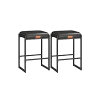 Counter Height Bar Stools Set of 2, Synthetic Leather with Stitching