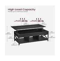 Lift-Top Industrial Coffee Table with Hidden Compartments for Small Spaces