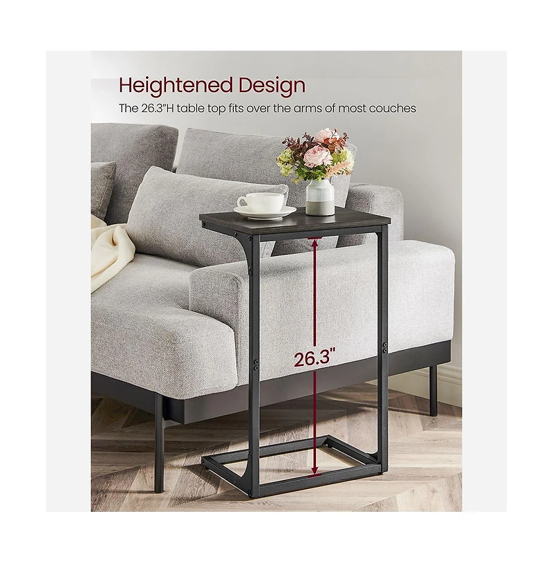 Industrial C-shaped Side Table With Metal Frame