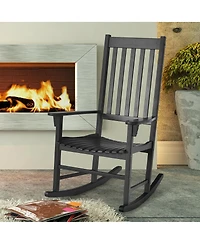 Gymax Wooden Rocking Chair Porch Rocker High Back Garden Seat