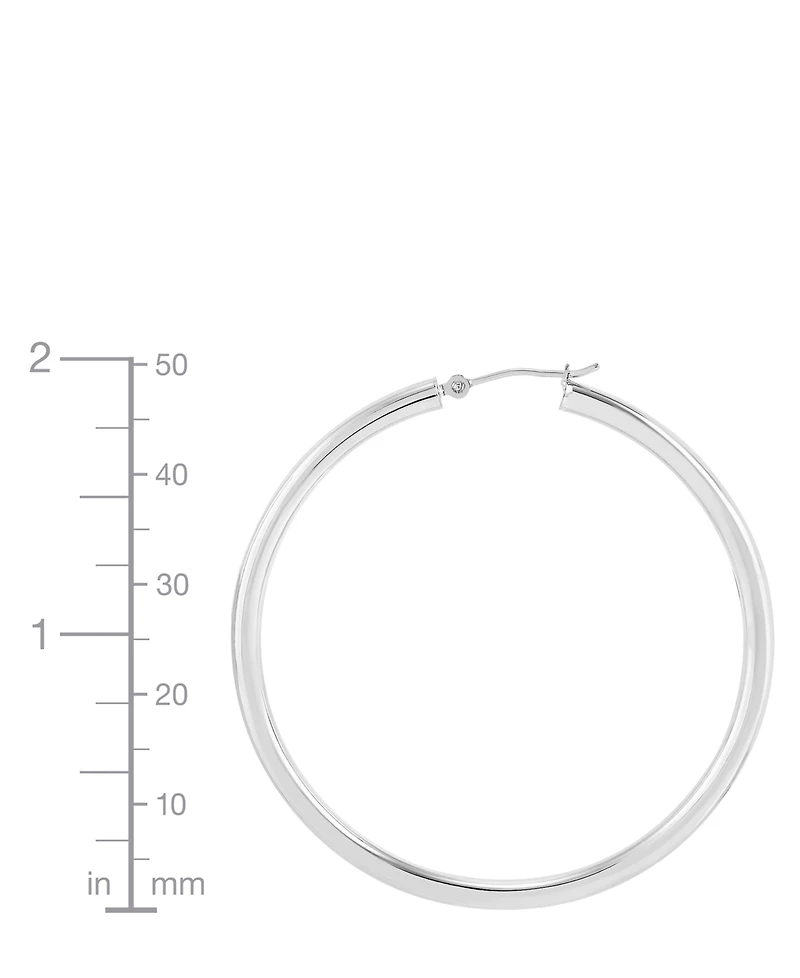Polished Thin Tube Hoop Earrings (3mm) 14k Gold (50mm)