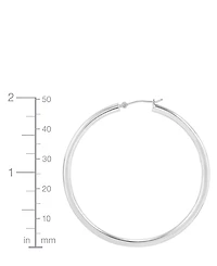 Polished Thin Tube Hoop Earrings (3mm) 14k Gold (50mm)