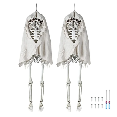 Yescom 65" Two Headed Skeleton Bone Life Size Prop Halloween Decor 2 Pack