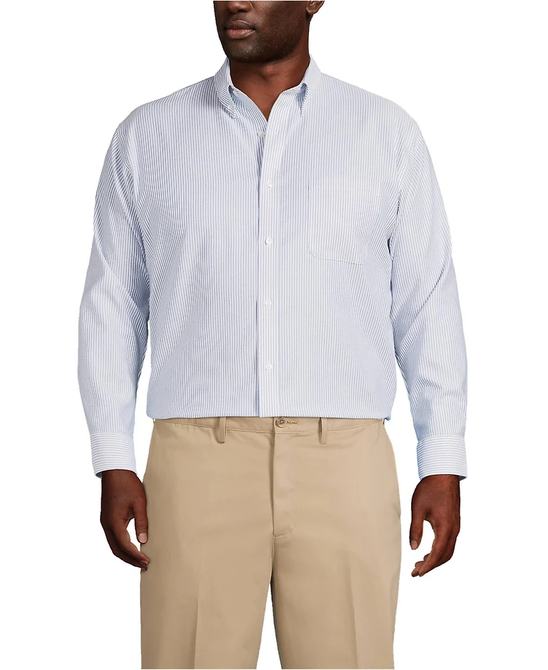 Lands' End Big & Tall Traditional Fit Pattern No Iron Supima Oxford Dress Shirt