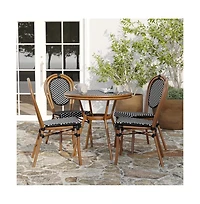 Merrick Lane Celia Bistro Style Table With Glass Top, Pe Rattan, Stack Chairs