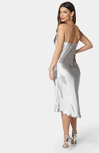 Bebe Women's Hammered Satin Rhinestone Dress