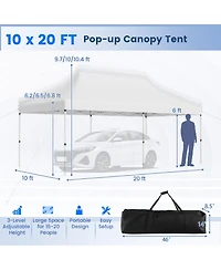 Costway 10 x 20 Ft Pop-up Canopy UPF50+ Sun Protection Tent with Carrying Bag