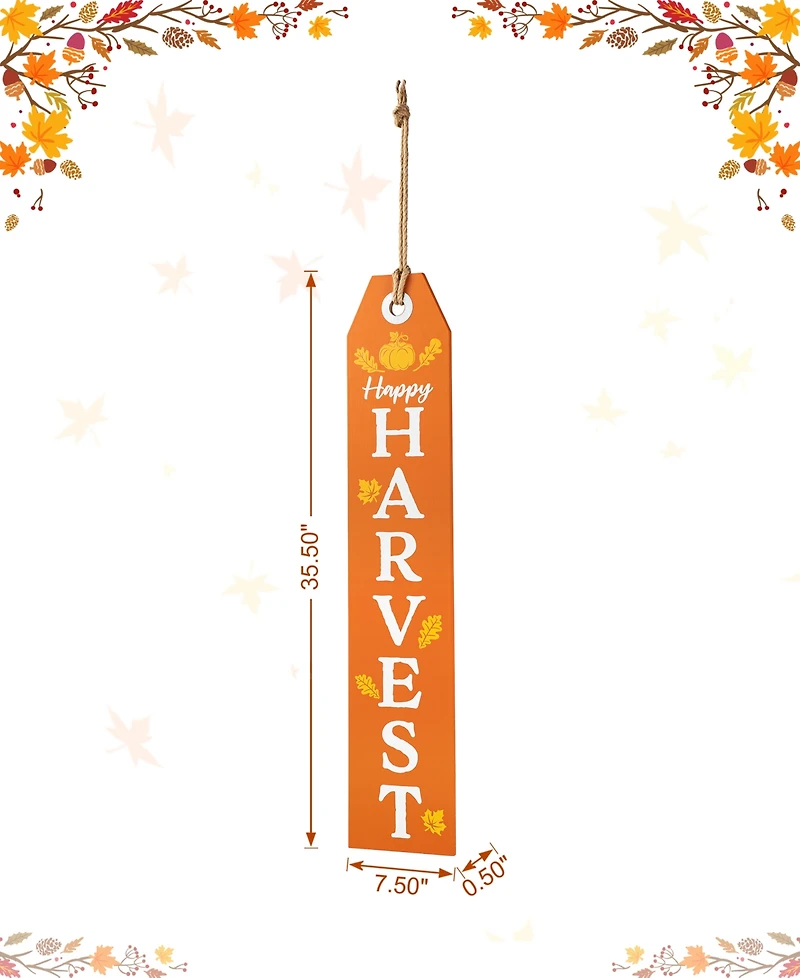 Glitzhome 35.5"H Fall and Halloween Wooden Reversible Tag Porch Sign