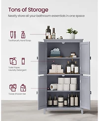 Bathroom Floor Cabinet with Adjustable Shelves for Towels and Toiletries