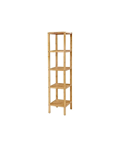 Slickblue 5-Tier Wicker Bathroom Shelf, Standing Kitchen Rack, for Narrow Spaces, Living Room