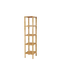 Slickblue 5-Tier Wicker Bathroom Shelf, Standing Kitchen Rack, for Narrow Spaces, Living Room