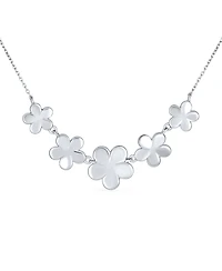 Bling Jewelry Statement Synthetic Blue Opal Multi 5 Plumeria Hawaiian Flower Collar Necklace Sterling Silver