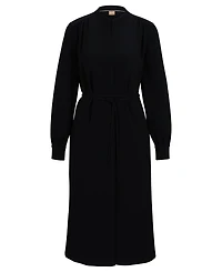 Boss by Hugo Women's Collarless V Neckline Belted Dress