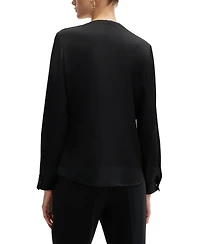 Boss by Hugo Women's Stretch-Silk Crepe De Chine Ruched-Neck Top
