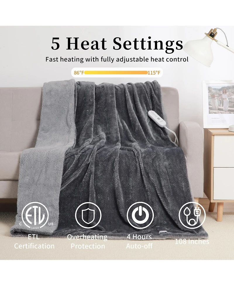 Caromio Flannel Electric Heated Throw Blanket, 50" x 60"