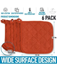 Washable Quilted Terry Cloth Potholder for Cooking and Baking (6 Pack)