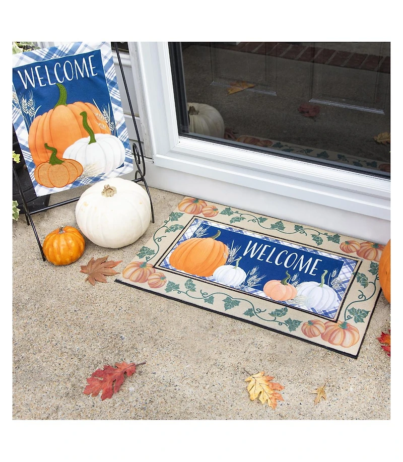 Plaid Pumpkins Garden Linen Flag