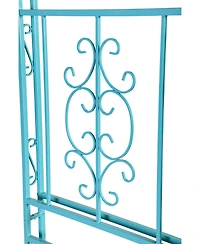 Evergreen Montebello Iron Garden Arbor, Coastal Blue- 53 x 84 x 23 Inches Fade and Weather Resistant Outdoor Decor