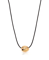 Ettika Single Crystal Polished Pebble Leather Pendant Necklace