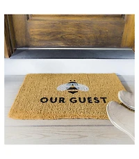 Evergreen Bee Our Guest Woven Back Indoor Outdoor Natural Coir Doormat 1'6"x2'6" Multicolored