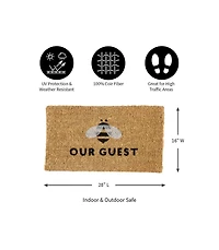 Evergreen Bee Our Guest Woven Back Indoor Outdoor Natural Coir Doormat 1'6"x2'6" Multicolored