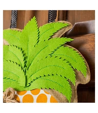 Evergreen Pineapple Greeting Burlap Door Decor, 11 x 17.5"H