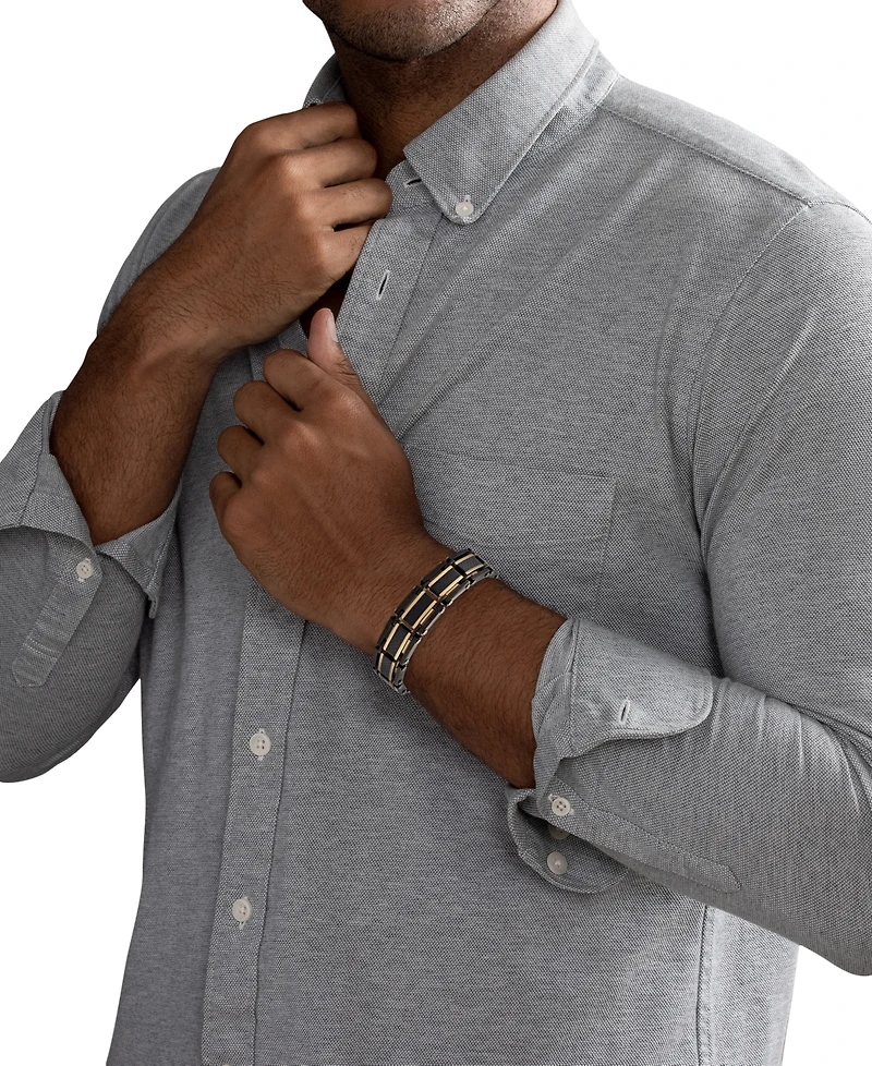 Esquire Men's Jewelry Two-Tone Square Link Bracelet in Black & Gold Ion-Plated Stainless Steel & Black Carbon Fiber, Created for Macy's