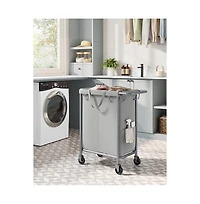 Slickblue Laundry Basket with Wheels, Rolling Hamper, emovable Liner, Steel Frame Handle, Blanket Storage