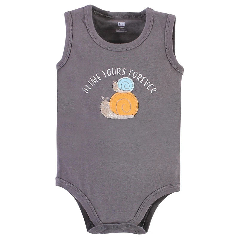 Hudson Baby Boys Unisex Cotton Sleeveless Bodysuits, Bunny And Bee, 5-Pack