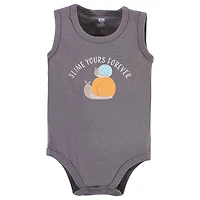 Hudson Baby Boys Unisex Cotton Sleeveless Bodysuits, Bunny And Bee, 5-Pack