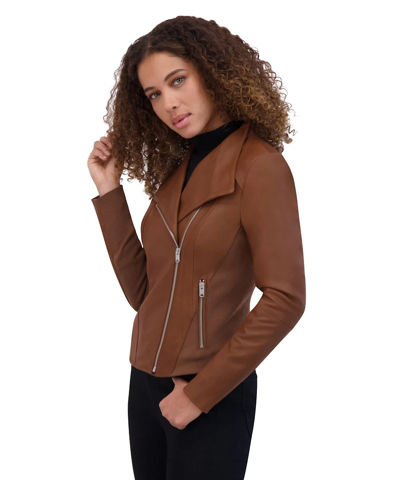 Andrew Marc Women's Felix Asymmetrical Moto Jacket With Wing Collar