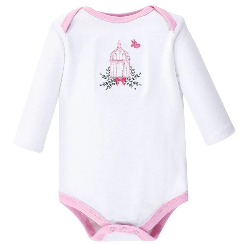 Hudson Baby Girls Soft Cotton Long-Sleeve Onesies (Five Count)