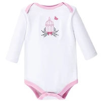 Hudson Baby Girls Soft Cotton Long-Sleeve Onesies (Five Count)