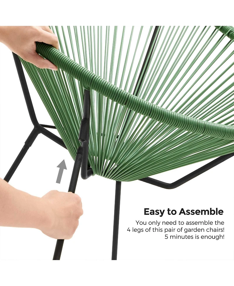 Slickblue 3-Piece Outdoor Seating Acapulco Chair, Modern Patio Furniture Set, Glass Top Table and 2 Chairs