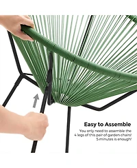 Slickblue 3-Piece Outdoor Seating Acapulco Chair, Modern Patio Furniture Set, Glass Top Table and 2 Chairs