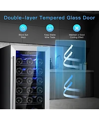 Sugift 15 Inch 30-Bottle Wine Cooler with Temperature Memory