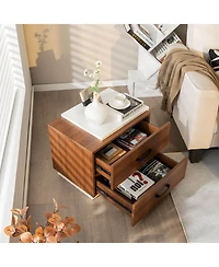 Sugift Modern Nightstand with 2 Drawers for Bedroom Living Room