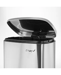 Elama 50 Liter/13 Gallon Rectangular Stainless Steel Step Trash Bin with Slow Close Mechanism