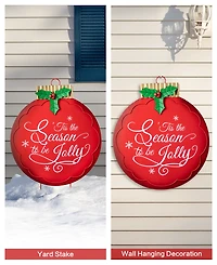 Glitzhome 32"H Large Metal Christmas Ornament Yard Stake or Wall Decor
