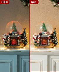 Glitzhome 120mm Christmas Resin Lighted Musical Christmas Tree on Fireplace Waterglobe