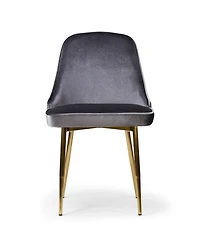 Glamour Home 34" Alpha Velvet Fabric, Steel Dining Chair, Set of 2