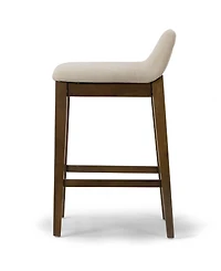 Glamour Home 25" Atia Rubberwood, Fabric Counter Height Stool, Set of 2