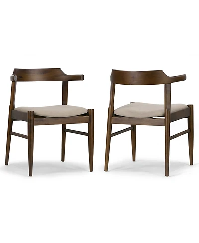 Glamour Home 28.35" Atlas Rubberwood, Fabric Dining Chair, Set of 2