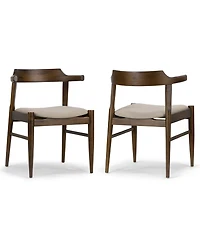 Glamour Home 28.35" Atlas Rubberwood, Fabric Dining Chair, Set of 2